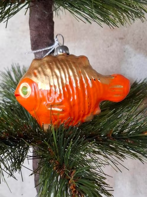 Oude Antiek Vintage Kerstbal 8951 USSR Vis