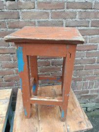 Oude Brocante Vintage Houten Krukje Tafeltje