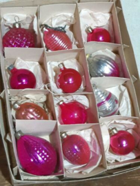 Oude Vintage Kerstballen 5670 Doosje Mix Roze