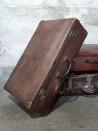 Oude Antiek Vintage Koffer Taupe Bruin