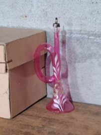 Oude Antieke Kerstbal 8195 Trompet Roze