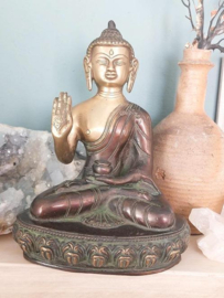 Oude Vintage Koperen Boeddha Boeddhisme Abhaya  Mudra