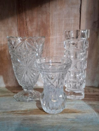 Oude Vintage Kristallen Vaasjes set van 3