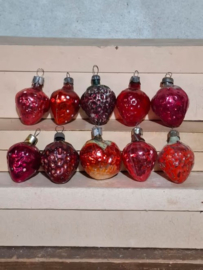Oude Vintage Kerstballen Oostblok 111234 Fruit Aardbei
