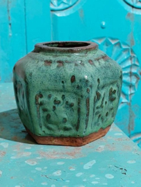 Oude Antiek Shiwan Gemberpot Turquoise