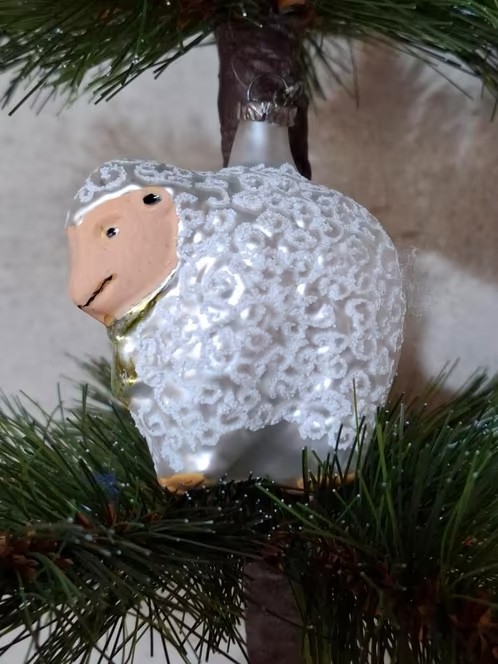 Oude Antieke Vintage Kerstbal 9015 Schaap