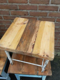 Oude Brocante Vintage Houten Krukje Tafeltje