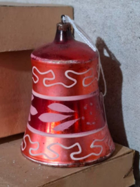 Oude Antiek Vintage Kerstbal 8076 Klokje XL