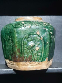 Oude Antiek Chinese Shiwan Gemberpot Turquoise Groen XL