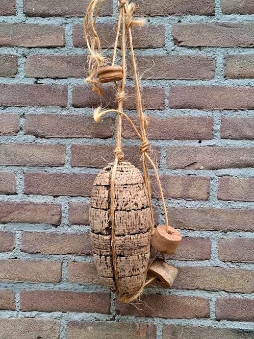 Oude Vintage Visnet Kurken Drijvers aan Touw