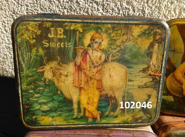 Oude Vintage Indiaanse India Blik Snoepblik Bombay Tin Assorti