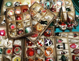 Brocante Oude Antieke Kerstballen & Pieken