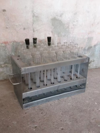 Oud Vintage RVS Rek Melkmonster Flesjes Boerderij