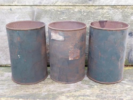 Oude Brocante Metalen Blikken Emmertje Set van 3