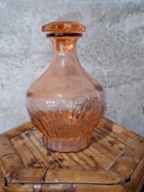 Oud Antiek Roze Glas Persglas Art Deco Karaf