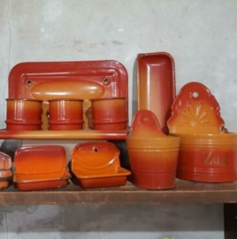 Inspiratie Oude Brocante Emaille Oranje Gevlamd