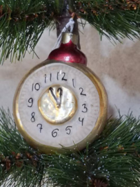 Oude Antieke Vintage Kerstbal 9819 USSR Klok Wijzerplaat