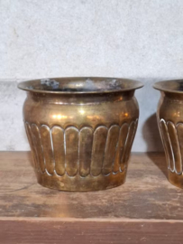 Oude Vintage Messing Bloempot Brass Planter