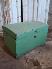 Oude Brocante Houten Kist Groen