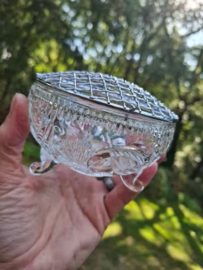 Oude Vintage Engelse Pique Fleur Flowerbowl Bloemensteker Kristal