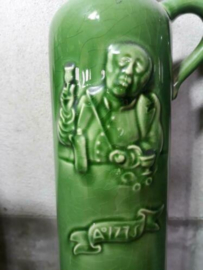 Oude Brocante Jenever Kruikje Hulstkamp Plateel Groen