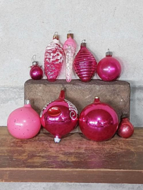 Oude Vintage Kerstballen 8941 Set Cerise Roze