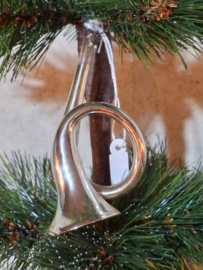 Oude Vintage Kerstbal 8927A Trompet Zilver