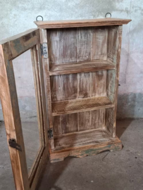 Oude Vintage Wandkastje Hangkastje Vitrine Kastje Ibiza Zalm