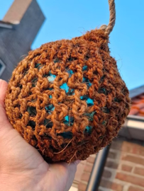 Oude Antiek Zweedse Glazen Drijver Fishing Buoy in Net