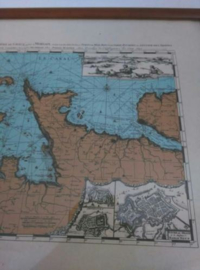 Oude Antieke Prent Zeekaart in Lijst Normandie en Bretange 1693