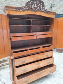 Oude Antieke Biedermeier Kabinet Kast Kuifkast
