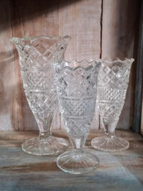 Oude Vintage Kristallen Vaasjes set van 3