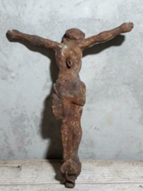 Oude Brocante Antieke Corpus Kruisbeeld Jezus Gietijzer