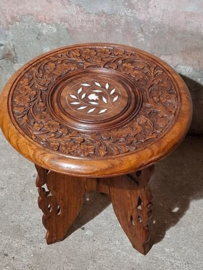 Oude Vintage Bijzettafel Piedestal Handgesneden Parelmoer Azie