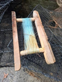 Oude Vintage Houten Hand Vislijn Haspel Zweden met Lijn