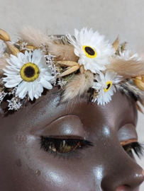Bruidsboeket van Droogbloemen -Haardiadeem Haarband - Droogboeket