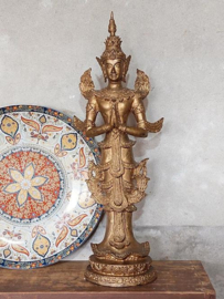 Oude Antieke Bronzen Thaise Boeddha Namaskar Mudra