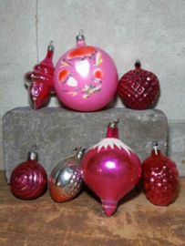 Oude Vintage Kerstballen 5412 Doosje Roze