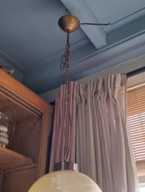 Oud Vintage Franse Hanglampje met Kralen Kralenband