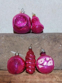 Oude Antiek Vintage Kerstballen 9345 Set Roze