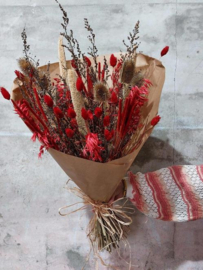 Gemengd Droogboeket Droogbloemen Naturel Rood