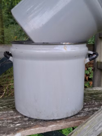 Oude Brocante Emaille Emmer Wasaker Bloempot