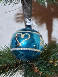 Oude Antiek Vintage Kerstbal 10435 Blauw