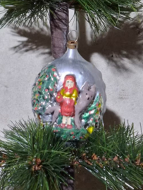 Oude Antiek Vintage Kerstbal 10009 Roodkapje Boze Wolf