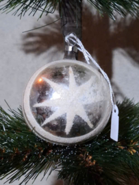 Oude Antiek Vintage Kerstbal 9555 Zilver
