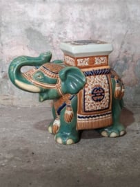 Oude Vintage Keramiek Olifant Bijzettafel Tafel
