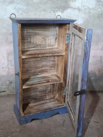 Oude Vintage Wandkastje Hangkastje Vitrine Kastje Ibiza Lila