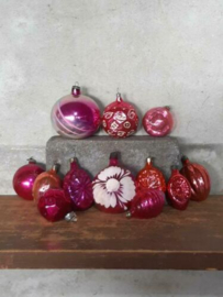 Oude Vintage Kerstballen 7946 Set Roze