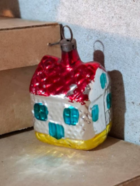 Oude Antiek Vintage Kerstbal 8667 Huisje