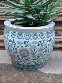 Oude Vintage Chinese Bloempot Planter XL